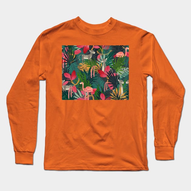 Tropical Jungle (green) Long Sleeve T-Shirt by katherinequinnillustration